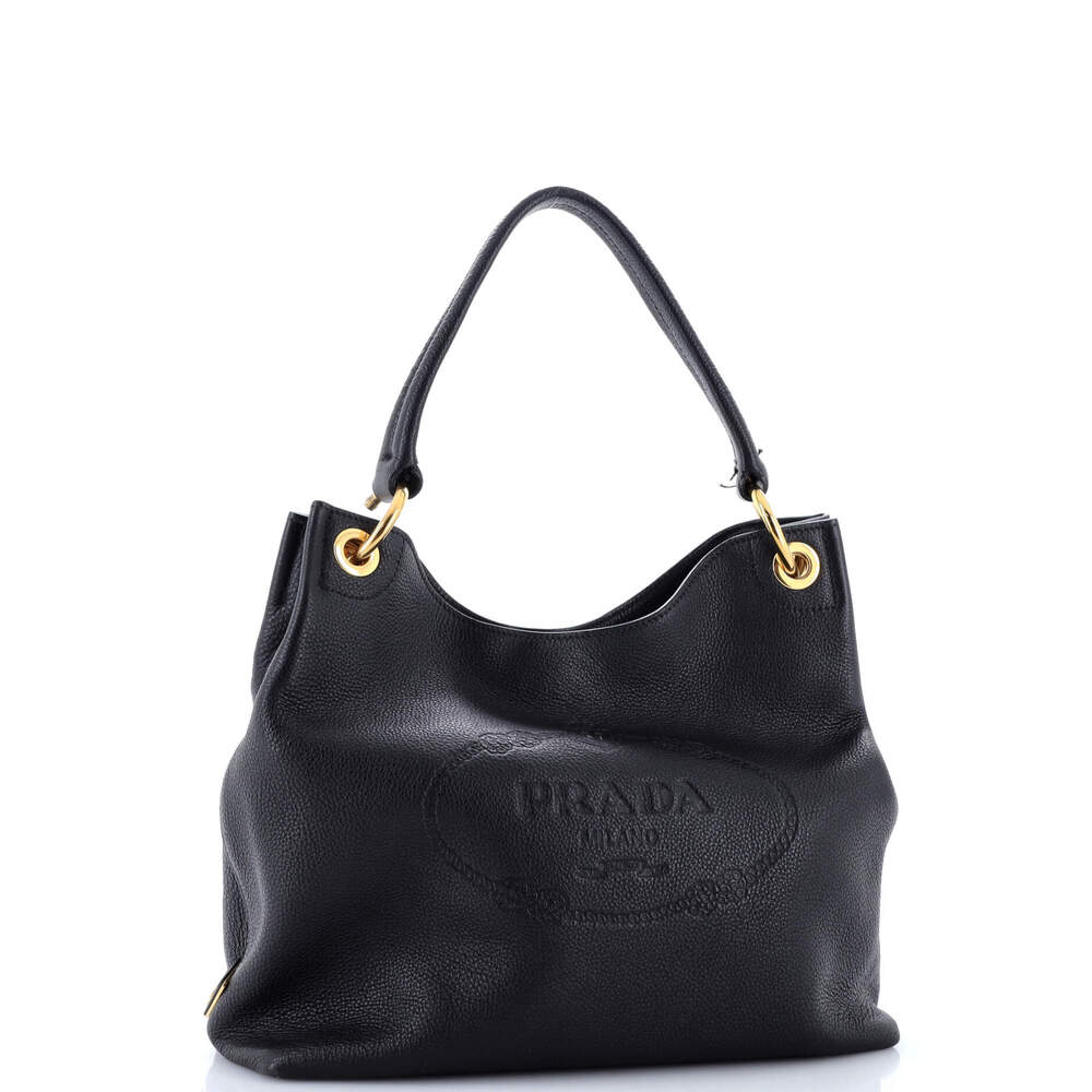 Prada Logo Hobo Embossed Vitello Daino #252914P12B - Picture 2 of 8
